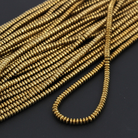Hematyt oponka ufo złota 4x2mm [sznur 40cm]