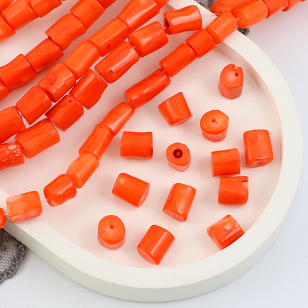 Koral pomarańczowy nieregularny wałek 10x8mm