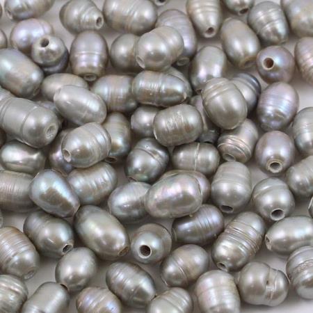 Perła słodkowodna szara z dużym otworem 8x6mm