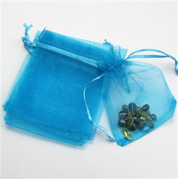 Woreczek z organzy turkusowy 12x10cm