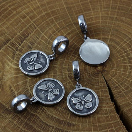 Zawieszka motyl z przywieszką stal szlachetna