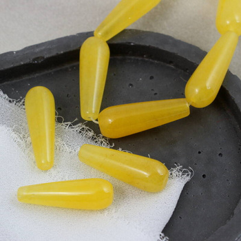 Jadeit żółty kropla gładka 30x10mm