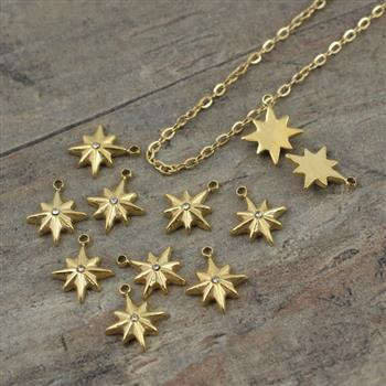 Zawieszka gwiazdka z cyrkonią stal szlachetna pozłacana PVD 10mm