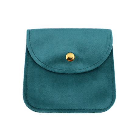 Welurowa torebka kieszonka z zatrzaskiem zielona morska 10x10cm
