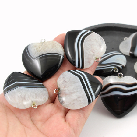 Sardonyks zawieszka serce 40mm