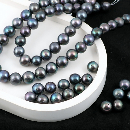 Perła słodkowodna fioletowo-zielona kula 9,5mm