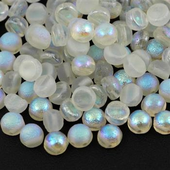 CzechMates Cabochon 6mm Crystal Etched Green Rainbow [10szt]