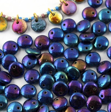 Lentil Beads Jet Blue Iris 8mm [20szt]