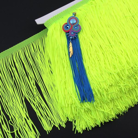 Frędzle na taśmie żółte neon 15x50cm