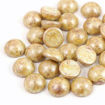 Kaboszon szklany Opaque Ivory Spotted 12mm