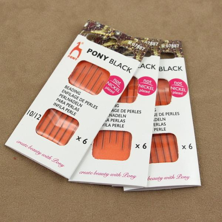 Igły do koralików Pony Black No10/12 nickel free