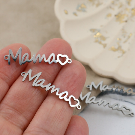 Zawieszka łącznik napis mama stal szlachetna 33x9mm