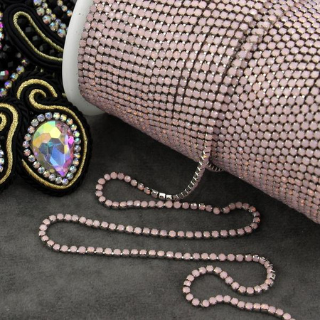 Taśma ozdobna cyrkoniowa silver/opal purple 2mm [50cm]