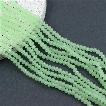 Kryształek szklany oponka fasetowana pistacjowa 4x3mm [sznur 42cm]