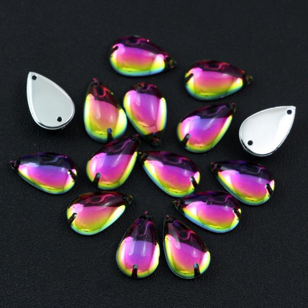 Kaboszon akrylowy jelly tęczowa łezka 15x9mm