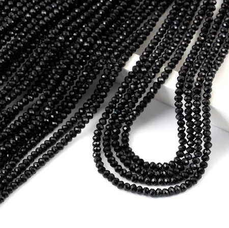 Turmalin czarny oponka fasetowana 3,5x2,5mm [sznur 39cm]