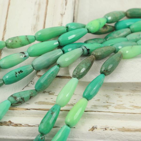 Chryzopraz kropla fasetowana 16x6mm