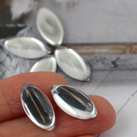 Kaboszon szklany Crystal - Silver Foiled wrzeciono 20x10mm