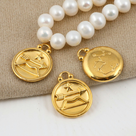 Zawieszka stal szlachetna pozłacana znaki zodiaku Strzelec 17mm