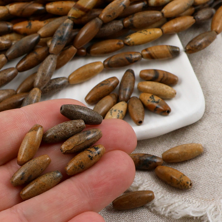 Jaspis krajobrazowy oliwka gładka 16x6mm