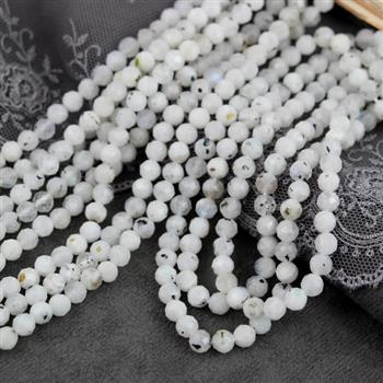 Kamień księżycowy kula fasetowana 4mm [sznur 39cm]