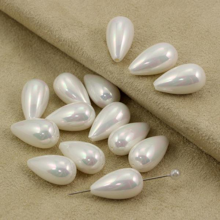 Perła seashell kropla biała 18x10mm