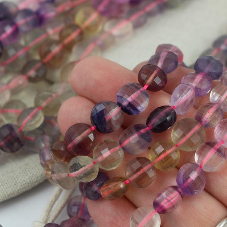 Fluoryt moneta fasetowana 10mm