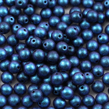 Round Beads Jet Polychrome Dark Blue Capri 6mm [20szt]
