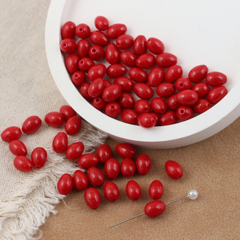 Koralik szklany kropla czerwona 9x6mm