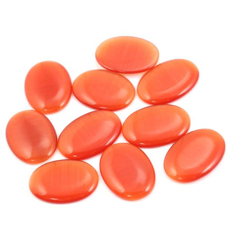 Kaboszon kocie oko owal pomarańczowy 25x18mm