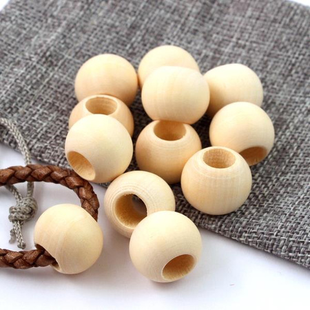 Koralik drewniany kula z dużym otworem 19mm