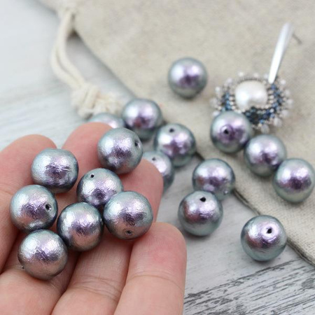 Miyuki Cotton Pearls Rich Grey kula 12mm