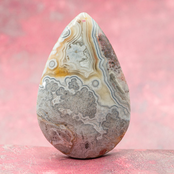 Zawieszka agat koronkowy łezka 60x39mm