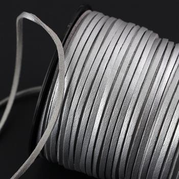 Rzemień zamszowy płaski srebrny 3x1mm [1metr]