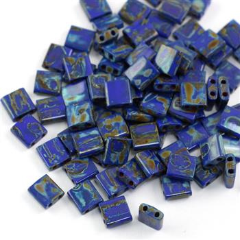 Miyuki Tila Beads 5x5x1,9mm Picasso Opaque Cobalt [30szt]