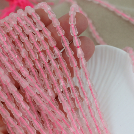 Kwarc różowy kropla fasetowana 6x4mm