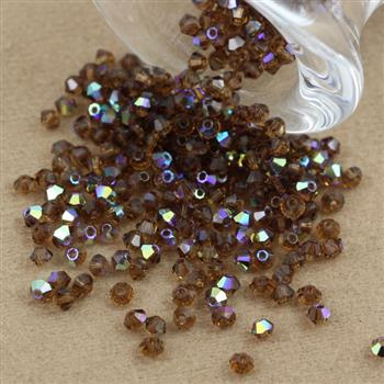 Preciosa Bicone Bead Rondelle Smoked Topaz AB 3mm [20szt]