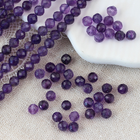Ametyst kula fasetowana 4,5mm [10szt]