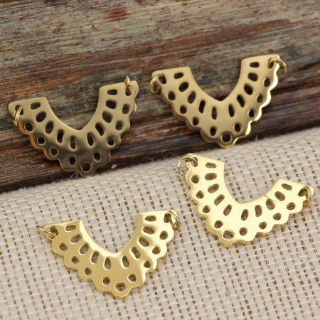 Ażurowa baza stal szlachetna pozłacana PVD HQ 25x16mm