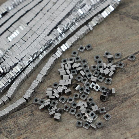 Hematyt srebrny dysk heishi 2x1mm [1/2 sznura - 200szt]