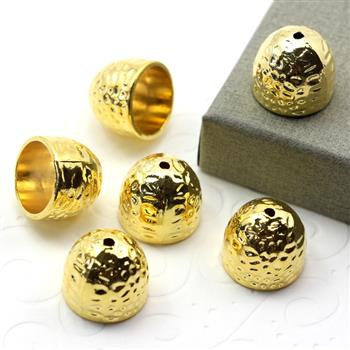 Tulejka metalowa młotkowana złota 14mm