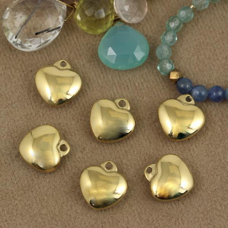 Zawieszka serce wypukłe stal szlachetna pozłacana 13mm