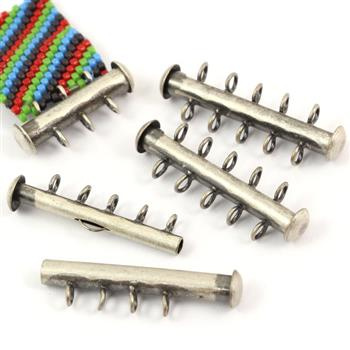 Zapięcie wsuwane czarne na 5 sznury [lupik w pionie]