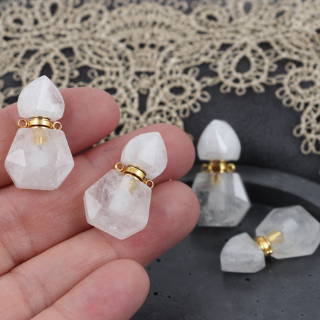 Kryształ górski zawieszka perfumetka z odkręcanym korkiem 27x16mm