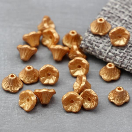 Flower Cup Beads Alabaster Pastel Amber 7x5mm [10szt]