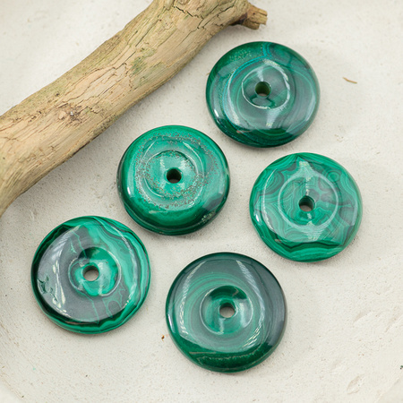 Zawieszka malachit naturalny donut 25-28mm [ze skazą]