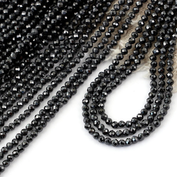 Cyrkonia kula fasetowana czarna 3mm [sznur 36cm]