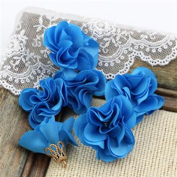 Ozdobny kwiatek w ażurowej tulejce niebieski 25mm