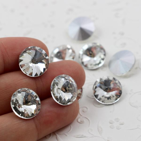 Kaboszon szklany moneta stożkowa fasetowana crystal 14mm