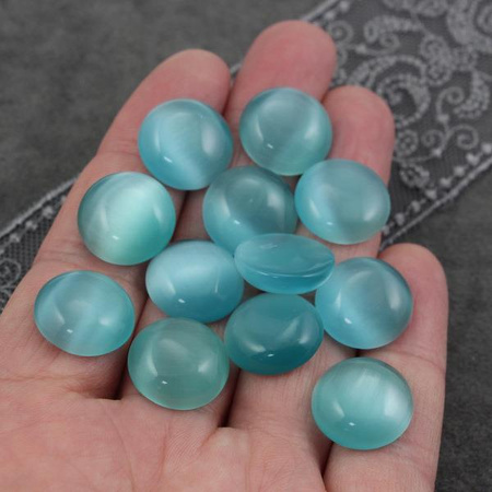 Kaboszon kocie oko okrągły zielono-niebieski 16mm